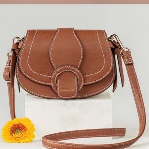 Rachel Zoe Collection Edessi Crossbody/Belt Purse Brown Saddle Bag Vegan Leather